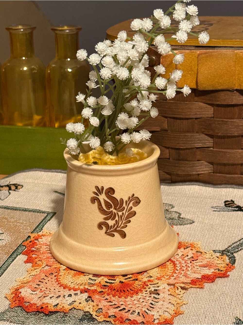 Pfaltzgraff Village Sugar Bowl (No Lid) - Vintage Stoneware Cream & Brown